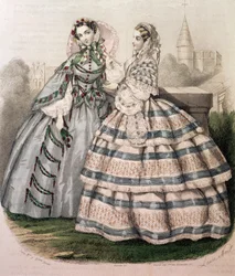 Vestido de día para 1858, grabado por Barreau